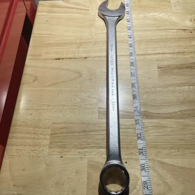 PROTO TOOLS USA 32mm Combination Wrench 1232M Metric Professional 12 Point Satin