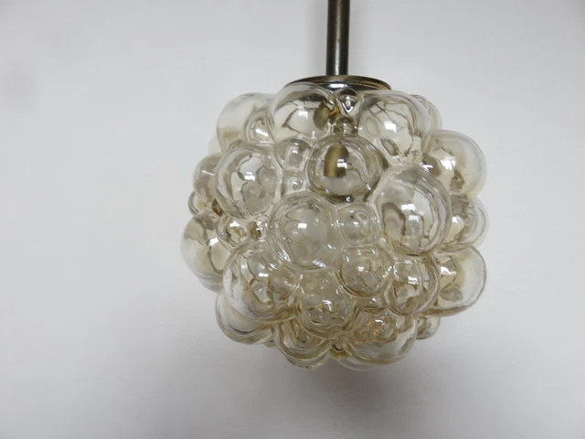 Helena Tynell Suspension Bubble Grand Modele Verre Bulle Ambre, Laiton Annees 60