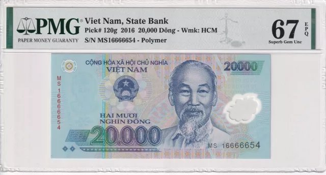 Vietnam 20000 Dong 2016 P 120 g #166654 Superb Gem UNC PMG 67 EPQ