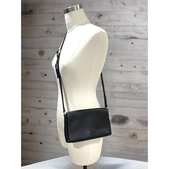 COACH 9599 Vintage Y2K Black Leather Legacy Demi Flap Shoulder Crossbody Bag