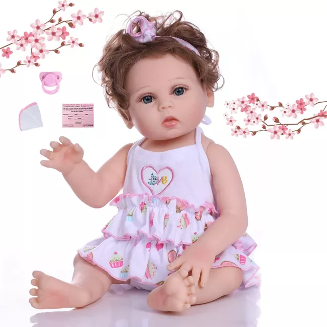50CM Lebensecht Reborn Baby Puppe Handgefertigt Weich Silikon-Vinyl Mädchen DE