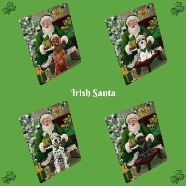 Christmas Irish Santa with Gifts Dogs Cats Photo Refrigerator Magnet