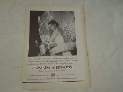 4 PUBBLICITA' VINTAGE DEGLI ANNI '50-L'ACQUA DI LAVANDA "LAVANDA ATKINSONS " 