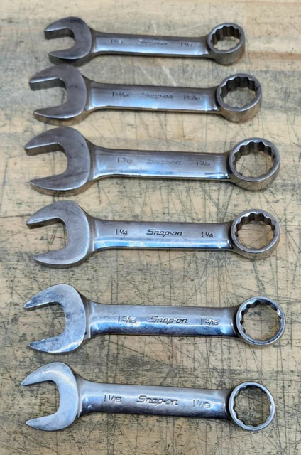 SNAP ON USA 6Pc Large SAE Short Combination Wrench Set - 1 1/16" - 1 3/ ...