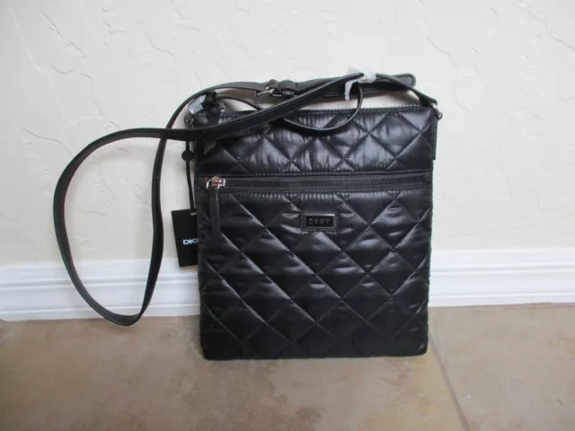 NWT Dkny Maya Quilted Nylon L Black Crossbody Purse Msrp $148.00