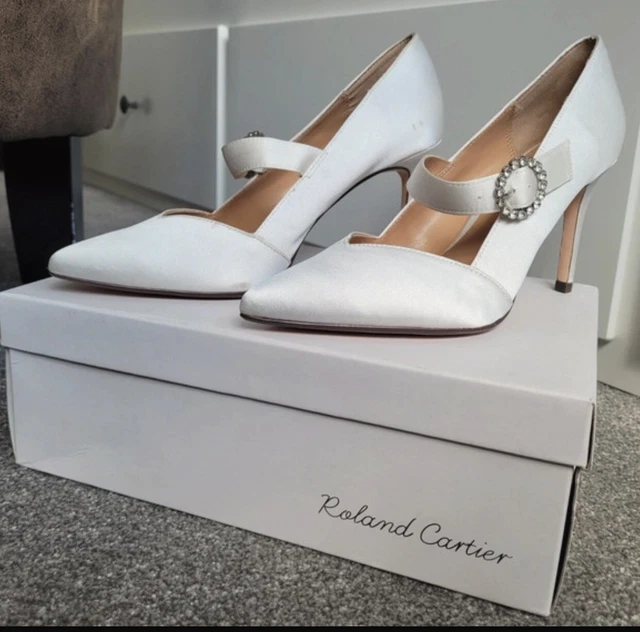 ROLAND CARTIER BRIDAL Ivory Silk Court Shoes 3 Flared Heel Almond
