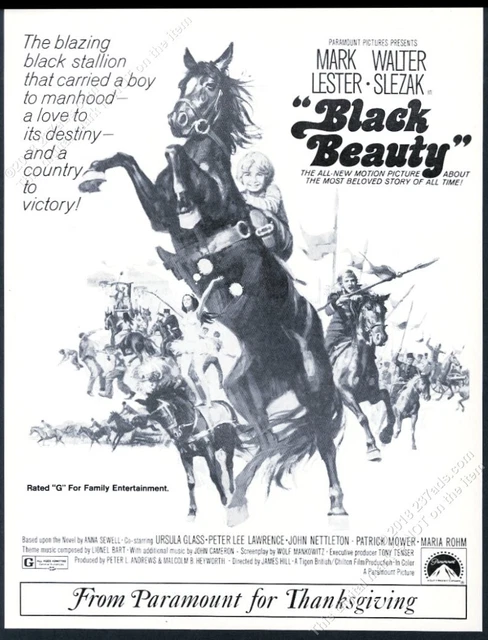 1971 Black Beauty horse movie release vintage print ad