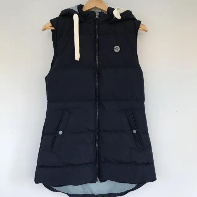 Brakeburn  Port Hooded Long Gilet Size 8 Navy Padded Bodywarmer BNWT  # 9700