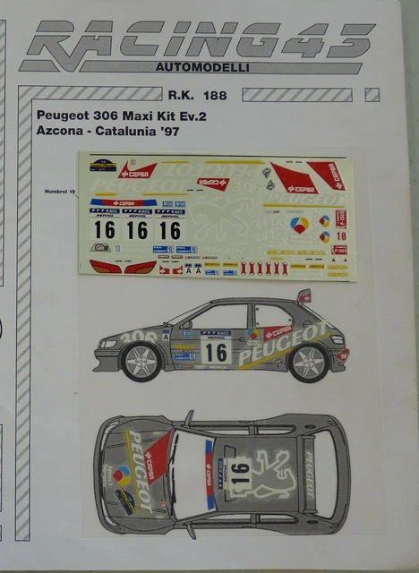 1/43 PEUGEOT 306 Maxi Rally Catalunia 1997 Azcona KIT EUR 47,00 - FR