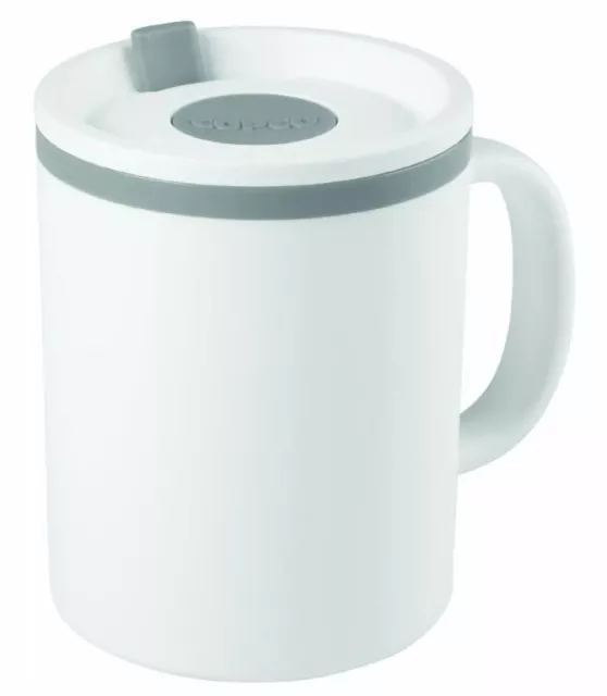 Copco Iconic Double Wall Insulated Travel Desk Mug with Lid Handle 16 Ounce Gray