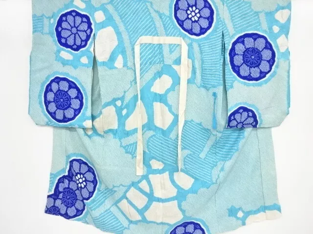 84588# Japanese Kimono / Antique Hitoe Juban / All Shibori / Flower & Bamboo