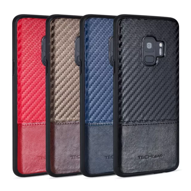 Premium Luxus Kohlefaser Effekt Leder Hülle Cover für Samsung Galaxy S9 3