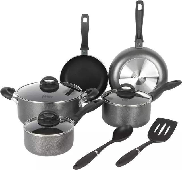 Clairborne 10 Piece Aluminum Cookware Set W/Tools,Black