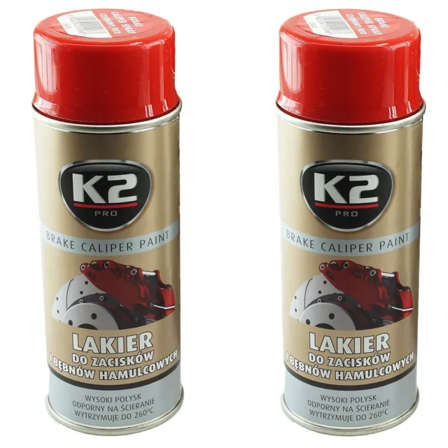 2x ORIGINAL K2 Bremssattellack Spray Brake Caliper Paint Rot 400ml