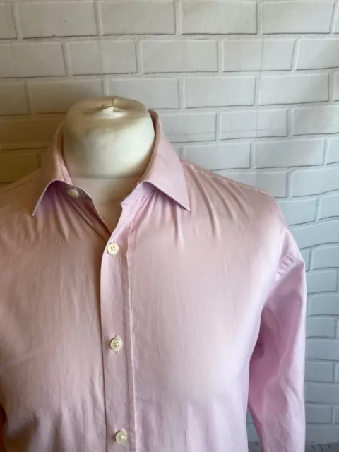 Camicia Hawes & Curtis rosa poplin 17"" - 34"" vestibilità regolare doppio polsino
