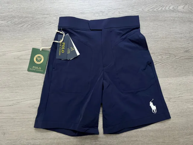 Pantaloncini Ralph Lauren Wimbledon Ball Boy blu navy - vita 22 pollici - nuovi con etichette