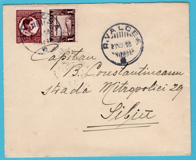 ROMANIA  cover 1931 R. Valcea to Sibiu
