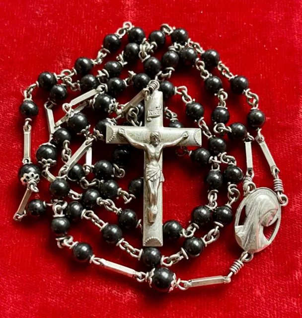 De Colección Firmado Credo Plata Esterlina Crucifijo Religioso Rosario Cruz