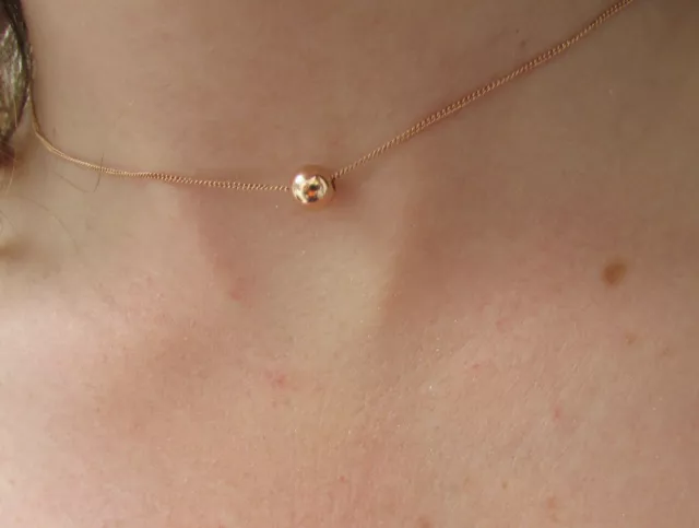 Dainty Rose Gold Choker 14K goldfilled Necklace and 6mm Ball Charm Minimalist
