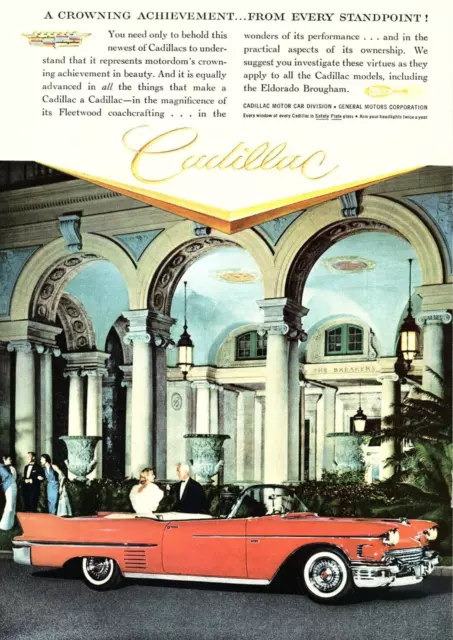 1958 Cadillac Eldorado Convertible Ceil Chapman Gown Vintage Advertisement Z1140