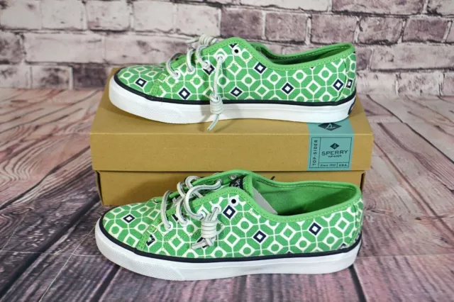 Nib Sperry Seacoast Geo Print Mint Casual Sneakers Shoes Sz 5 1/2 M Sts95430