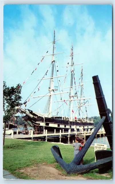 Postcard Whaleship Charles W Morgan, Mystic Seaport, CT 1950's G123