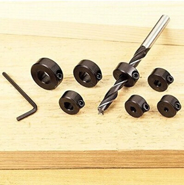 7pcs Woodworking Drill Bit Depth Stop Collars Ring Positioner Drill 3 to 12MM