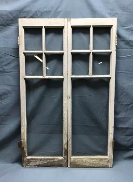 Pair Vintage 5 Lite Shabby Cabinet Cupboard Window Doors 13x42 Old 1706-22B