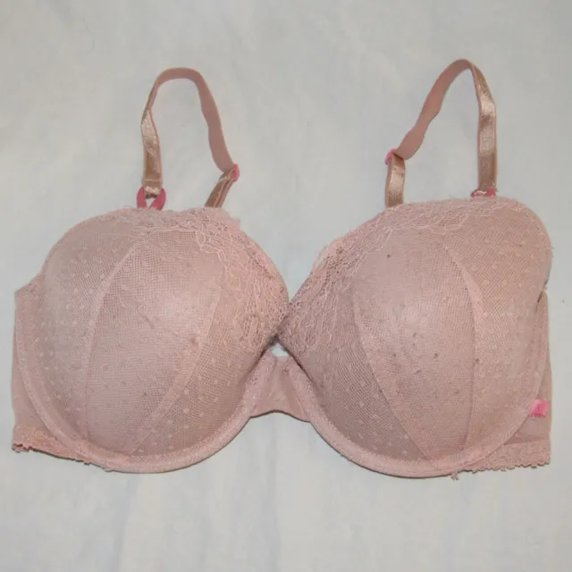 Victoria's Secret Lined Demi Nude Pink Lace Bra sz 34DD