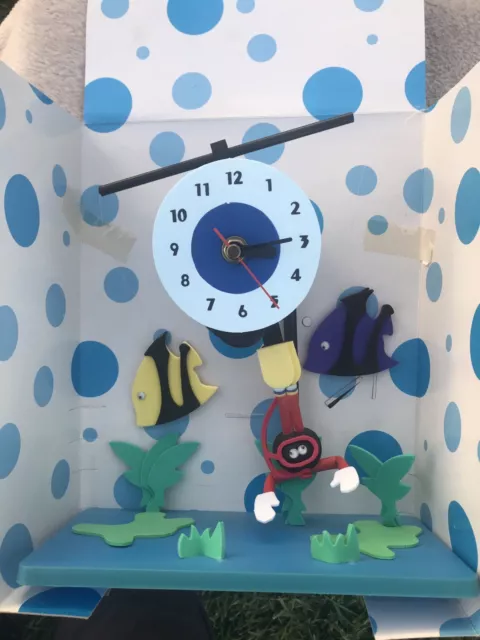 Buceo Diversión Tiempo Movimiento Reloj Pescado Flotante Nuevo En Caja