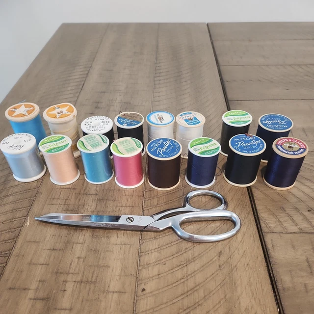 VINTAGE SINGER SEWING Scissors & Thread Lot Shears KutNit Edge