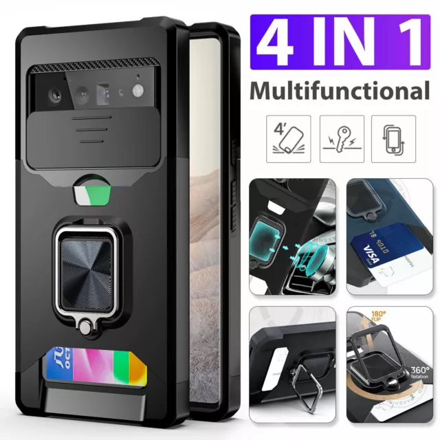 4in1 für Google Pixel 7 7 Pro  Hülle stoßfeste Brieftasche Kartenhülle Ständer