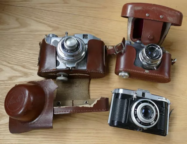 3 1950s 35mm film cameras- Ferrania IBIS 34- Koroll Bencini- Halina 35X