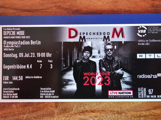 Depeche Mode Tour 2023 Berlin Tickets TICKET DEPECHE MODE Memento Mori World Tour Berlin 09.07.2023