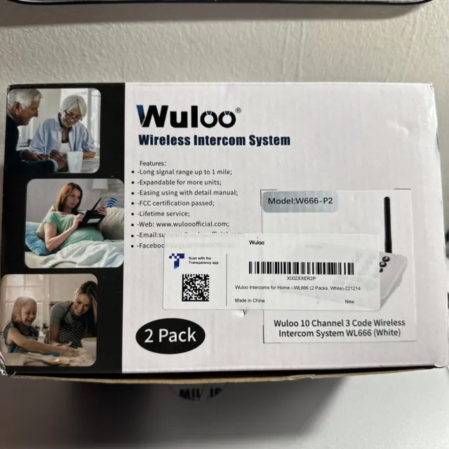 Sistema de intercomunicación doméstica inalámbrico Wuloo de 1 milla de alcance paquete de 2 W666-P2 multicanal
