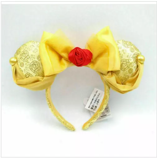 Disney Park Mickey Belle Minnie Mouse Ears Beauty and the Beast Bow Headband