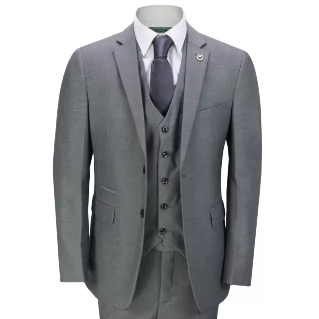 Hommes Gris 3 Pièce Affaires Costume Smart Décontracté Classique Ajusté Bureau