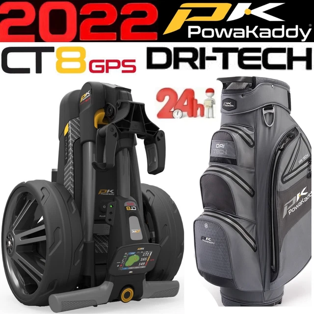 POWAKADDY CT8 GPS Electric Golf Trolley 2022 & Dri Tech Cart Bag Combo