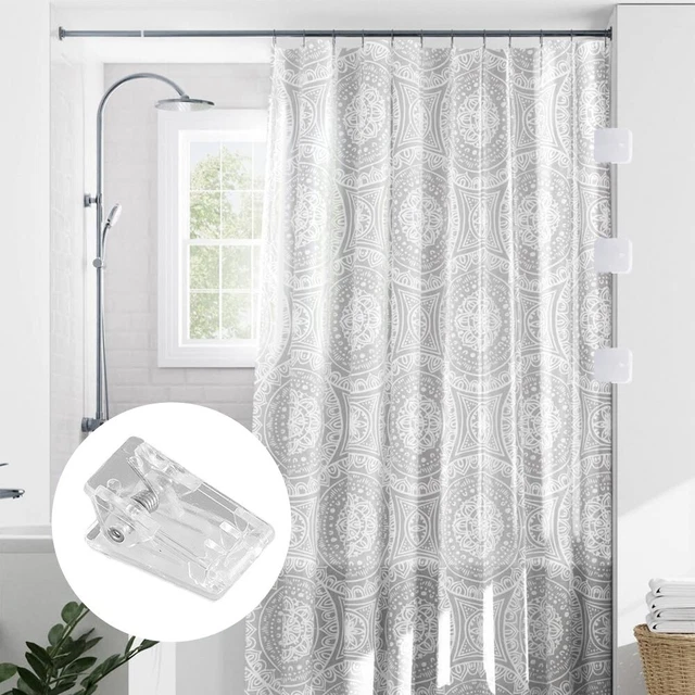 Beda Home 4 Clip Autoadesive Per Tenda Doccia - Antivento E Paraspruzzi, Fissaggio A Parete, Bianche
