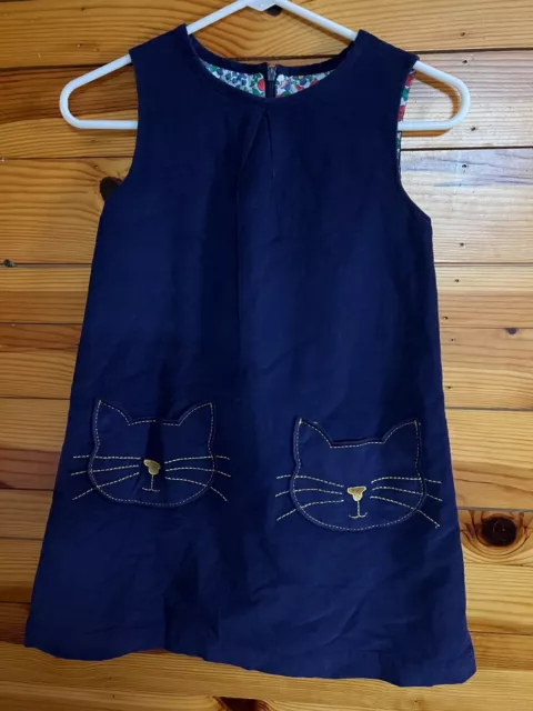 Mini Boden Pinafore / Jumper Cat Pockets Dress EUC Purple Wale Cord Size 9-10