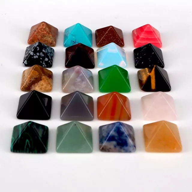 14Pcs Chakra Pyramid Stone Crystal Quartz Healing Natural Spirituality Gemstone