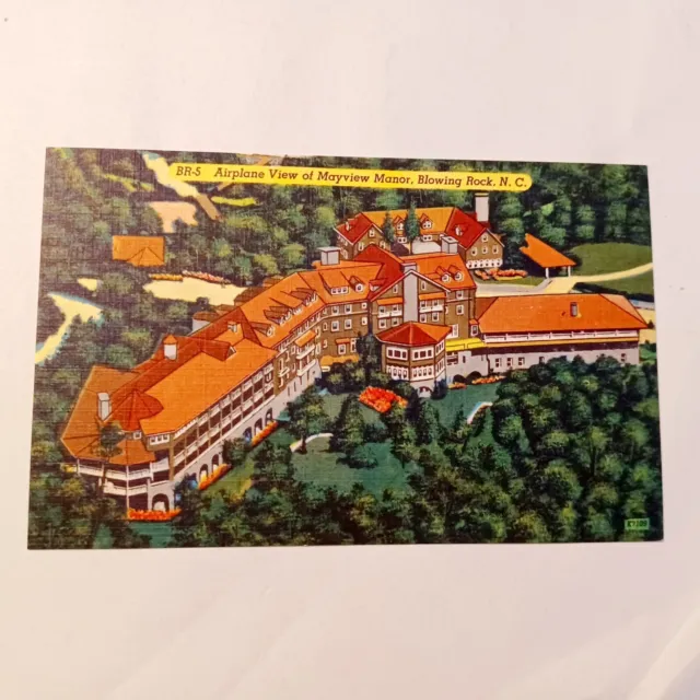 Postcard: Airplane View of Mayview Manor-Blowing Rock North Carolina-Linen