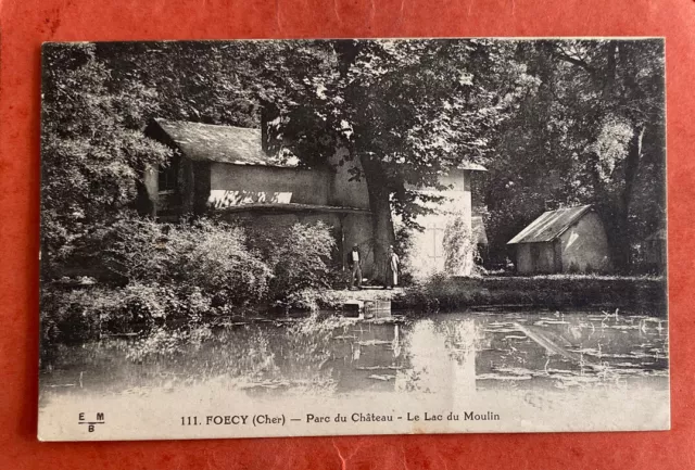 cpa 18 FOECY - Parc du Château - Le Lac du Moulin (1924)