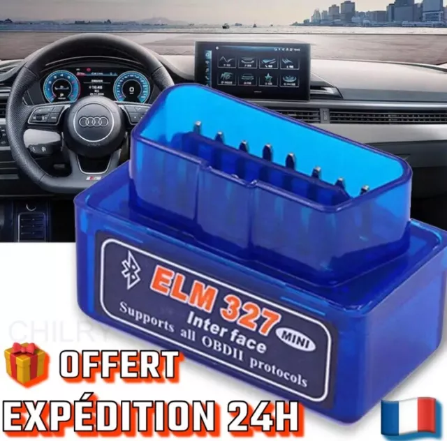 Lecteur OBD2 Mini ELM327 Bluetooth Scanner Diagnostique Voiture 327  + 🎁 Offert