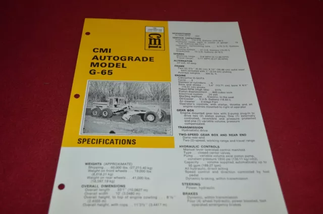 CMI G-65 Autograde Motor Grader Dealer's Brochure DCPA6 ver2