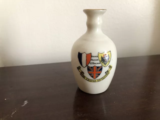 Vintage Crested China vase - The Triple Entente.  France Russia Britain 2