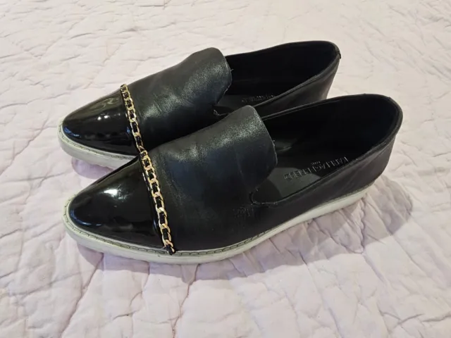 Karl Lagerfeld Paris Caralee Slip on Sneaker Black Leather Shoes Womens Size 7 U