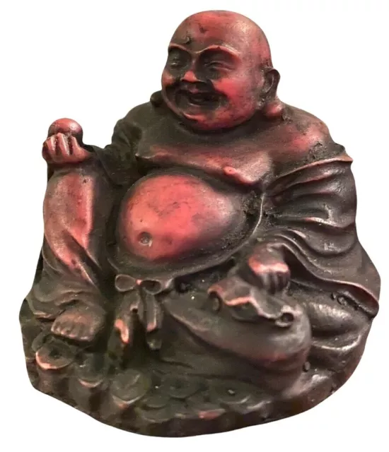 Vintage Chinese Laughing Fat Buddha Figurine Statue Heavy Resin Good Luck Charm