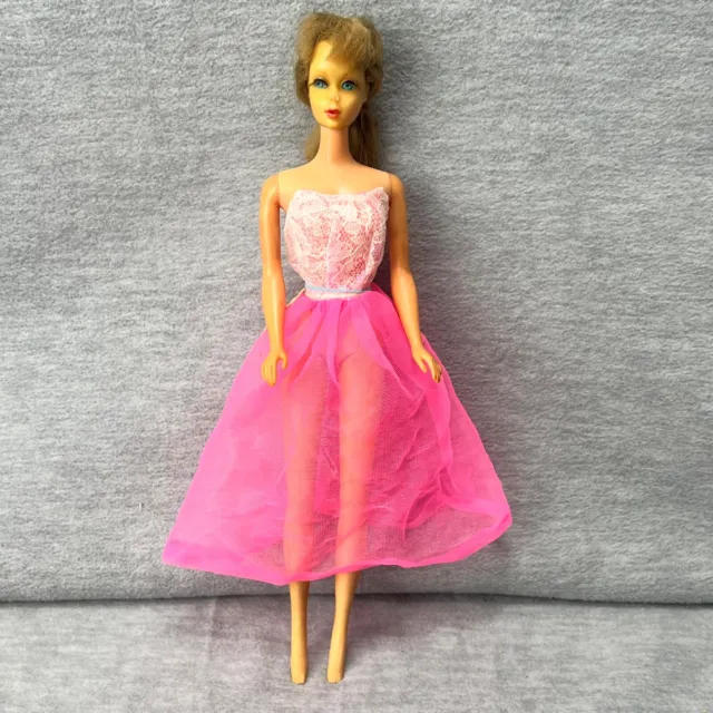 Vtg Barbie Twist N Turn Doll Rooted Lashes Nipped Nose Japan Pink Moonbeam Dress