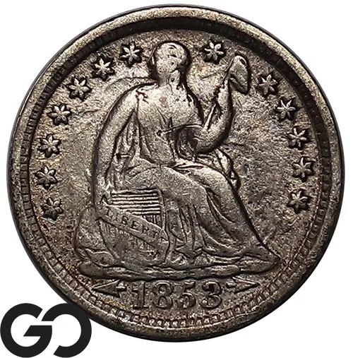 1853 Seated Liberty Half Dime, with Arrows ** Free Shipping!